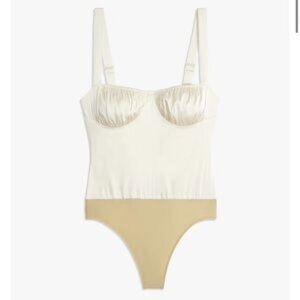 WeWoreWhat Ruched Tank Stretch Charmeuse Bodysuit